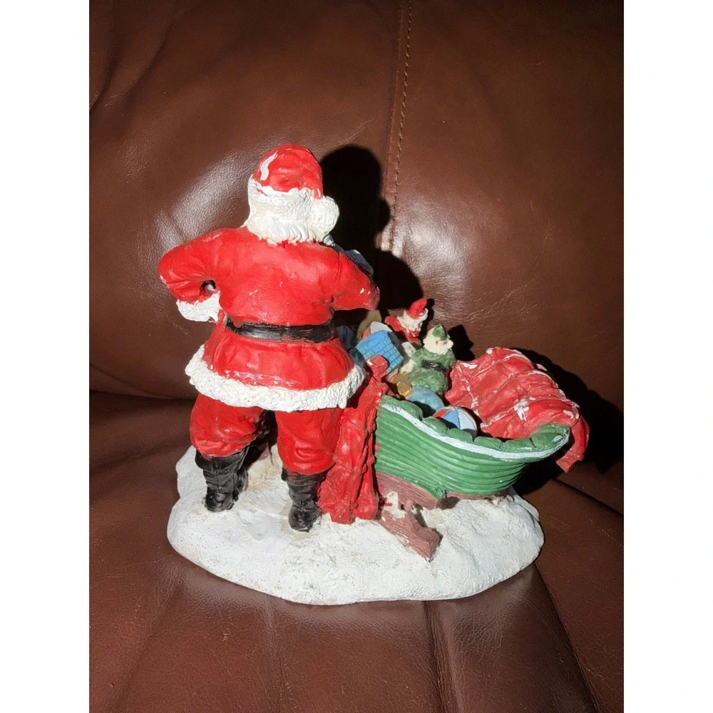 Vintage Style Santa Claus and Elves Christmas Figurine Toy‎ Sack Resin Decor